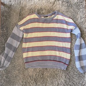 VICI Blank Paige Striped Balloon-Sleeve Sweater-Size Large *Never worn*